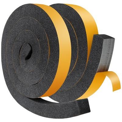 "TEMU 1 Roll Black Pu Foam Tape 1-1/2" X 1-1/2" Thick - Adhesive Backing, High-density Foam For Insulating & Sealing Around Windows/doors, Noise Reduction & Energy , Peel-and-stick Design For Irregular"