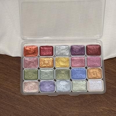 TEMU 20 Color Watercolor Paint Set For Painting, Art, Crafts, And Diy Projects - Vibrant Metallic Shades In Compact Case, Watercolor Painting Supplies