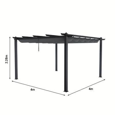 TEMU Black All Aluminum Drawstring Tent, Outdoor Camping Tent, Leisure Dining Shade Gazebo, Material:aluminum Pole +polyester Canopy, Size:4m W X 4cm D X 2.28m H