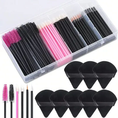 309-Piece Professional Disposable Makeup Kit - Triangular Puffs, Mascara Wands,Cosmetic Applicators - Hygienic Beauty Tools Set