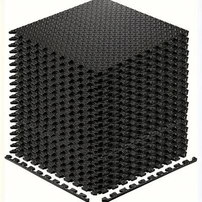 TEMU 20pcs Black Eva Interlocking Exercise Mats Yoga Mat - Soft, Non-slip And Waterproof, Suitable For Home Gym, Training And Shaping, Yog