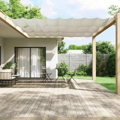 TEMU 1pc, Vertical Retractable Awning , 140x600 Cm, Waterproof & Uv-resistant Fabric Shade, Outdoor Patio Cover With Brackets, Balcony, Deck, Garden