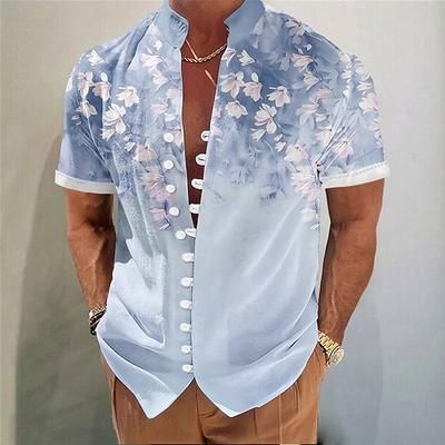 Per uomo Albero di Cocco Piante Tropicali Camicia hawaiana estiva Camicia Aloha Camicia con colletto alla coreana Manica Corta Hawaiano Vacanza Abbigliamento mare Estate Primavera Collo alla coreana