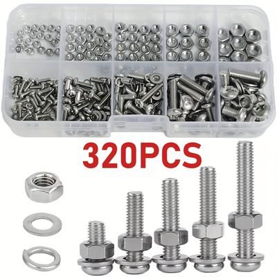 TEMU 320pcs Hex Nut & Bolt Assortment Set - M2 M2.5 M3 M4 M5 Metric Screw And Nut Kit