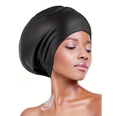 TEMU 1 Long Hair Swimming Cap, Extra Large Swim Cap, Durable Waterproof Silicone Swim Hat Suitable For Women Men Braided Afro Hair Extensions - Long Hair Swim Cap