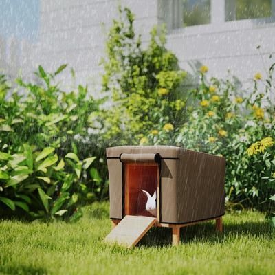 TEMU Pawhut Rabbit Hutch Cover, Guinea Pig Hutch Cover 600d Waterproof Windproof, Outdoor Animal Hutch The X-d2-0047 And Similar Model Rabbit Hutch, 43 X 52 X 37 Cm, Brown