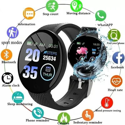 D18 Smart Watch For Ios Android Men Waterproof Smartwatch Women Sleep Monitor Message Fitness Tracker Bracelet Sport Watches SMS