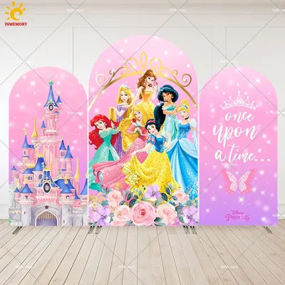 Disney Princess Arch Wall Castle Newborn Baby Shower Party Arched Backdrop Cover for Girls Banner