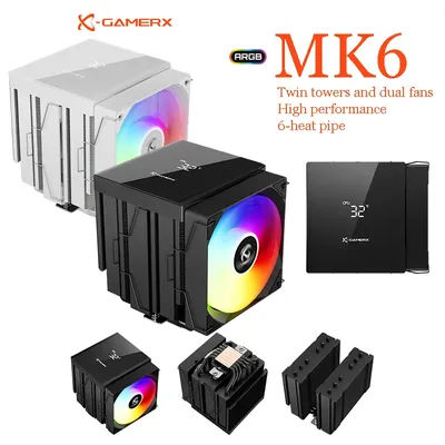 X-GAMERX MK6 dual tower radiator CPU fan ARGB digital display six copper tube desktop computer air cooling LGA1851 1700 115X AM5