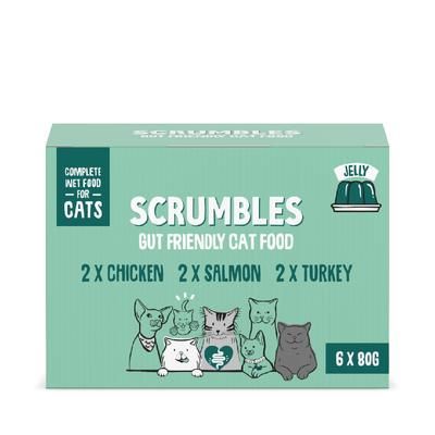 6x80g Variety Pack Jelly Meat & Fish Scrumbles Wet Cat Food