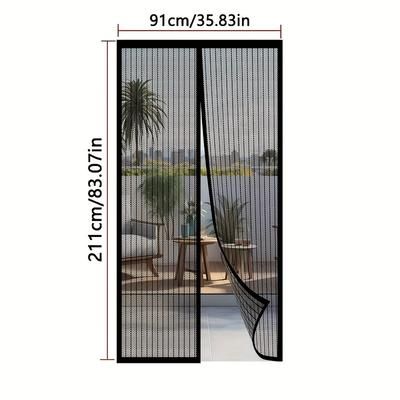 TEMU 1pc Magnetic Screen Door - Self-sealing Heavy-duty Striped Mesh, Pet & Insect Proof Door With /exit Buttons, Use For Homes With Pets & Kids, Magnetic Door Screen, Functional Home Accessory, /