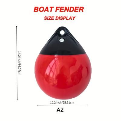 TEMU Pvc Circular Marine Boat Fender, 1pc, Durable Safety Bimini Top For All Sizes Of Yachts And Boats - Red With Black Trim And Stripes, Boat Accessories