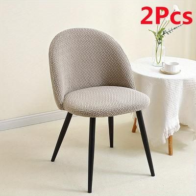 TEMU 2pcs Jacquard Chair Covers Elastic Arc-shaped Duckbill Dining Chair Cover Suitable For Living Room And Kitchen