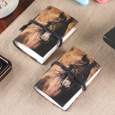'Horse-Inspired 50-Page Handmade Paper Mini-Journal Pair'
