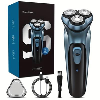 TEMU 3d Floating Electric Shaver For Men - 2-in-1 Cordless Razor With Pop-up Beard Trimmer | Detachable & Washable Heads | With 1h Fast Charge | Wet/dry Use | Ideal Gifts For Men, Dad, Husband