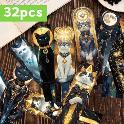 32pcs, Mystery Cat Bookmark, Animal Meow Theme, Ideal DIY Reading Marker, Perfect for Students, Teachers & Book Lovers