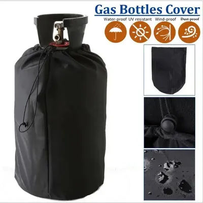 1pc 210D Black Oxford Cloth Propane Tank Cover Outdoor Waterproof Dustproof Gas Bottles Cover Camping Gas Stove Protective Cover