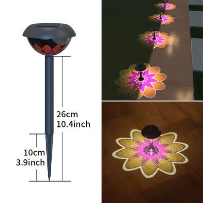 TEMU Solar Petal Projection Light, Suitable For Decorative Lighting In Courtyards, Backyards, Gardens, And Corridors, Petal Led Outdoor Garden Light.