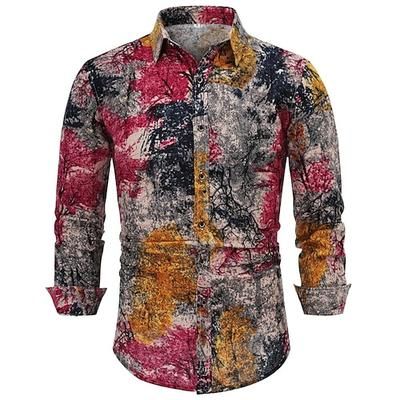 Retrò Vintage Boho Anni '70 Camicia Hippie Astratto Costume Per uomo Halloween Carnevale ballo di strada Festa a tema retrò Festival Adulti Camicia