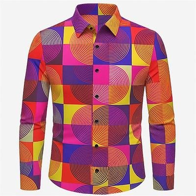 Retrò Vintage Anni '70 Camicia Disco Geometrico Costume Per uomo Halloween Carnevale Parata dell'Orgoglio Mese dell'orgoglio Festival Adulti Camicia