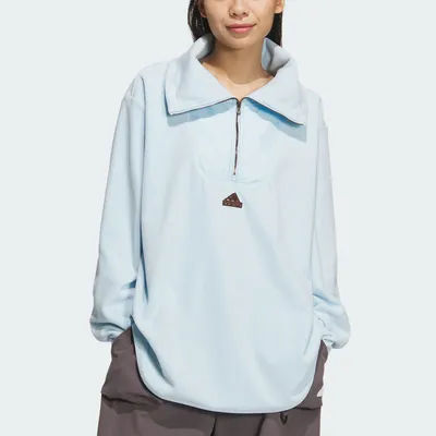 Adidas Official Genuine New Women's Loose Half-Zip Polar Fleece Hoodie JX6849