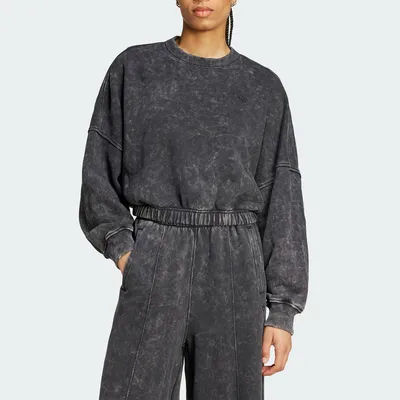 Adidas Official Authentic Three Stripes Women's Washed Fabric Vintage Style Sweatshirt IW5756