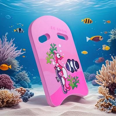 TEMU 1pc Low Resistance Anti-slip Professional Flutter Kick Training Float Board - Ocean With Hd Patterns, Eva Material, Design For Swimming Practice, Mixed Colors (blue/pink)