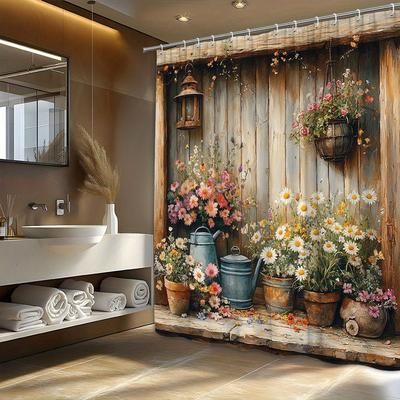 TEMU 1pc Shower Curtain, Made Of Durable Polyester Material, In Multiple Sizes, Easy To Care For, High Quality, Includes Hooks, Machine Washable, Bathroom Decor, With 12 Hooks