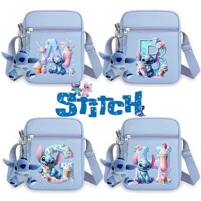 Stitch Crossbody Bags Cartoon Shoulder Bag A-Z Letters Girl Oxford Cloth Square Bag Cute Mobile Phone Bag Boy Handbag Anime Gift