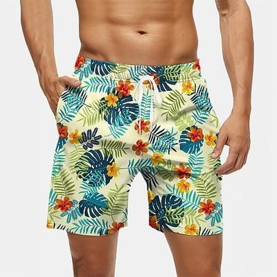 Per uomo Ananas Palma Piante Tropicali Costumi da bagno Pantaloncini da mare Pantaloncini da Surf Misura del girovita medio Streetwear Hawaiano Vacanza al Mare Tasche Laterali fodera in rete Coulisse