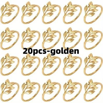 TEMU 20pcs Golden Reusable Napkin Rings - , Easy To Clean, Durable, And Versatile - Wedding, Party, Festival, Dinner Table Decoration, Eid Mubarak And Other Special Occasions