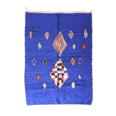 Tappeto moderno in lana marocchina blu 206 x 295 cm