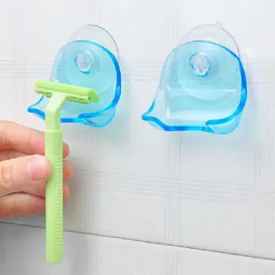 1PCS Shaver Toothbrush Holder Washroom Wall Sucker Suction Cup Hook Razor Bathroom Plastic Blue Grey Shaver Holder