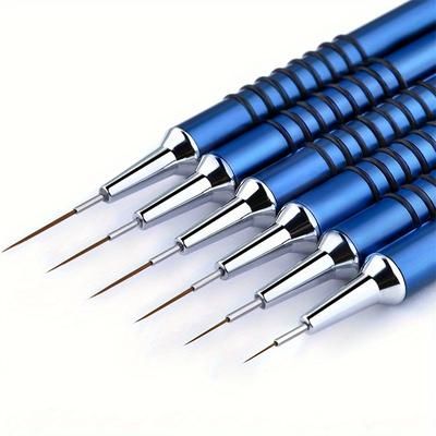 TEMU 6pcs Metal Handle Nail Art Brushes - Gel Polish Stripes, Thin Long Lines, Dotting Tools For Manicure Designs, Nail Art Supplies | Metallic Brushes | Durable Brushes, Nail Art Tools