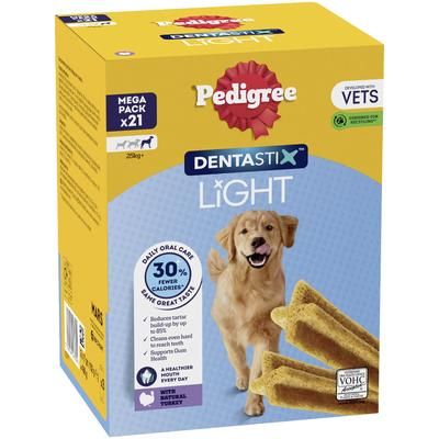 42 Sticks Large Dogs 25kg+ Light Dentastix Pedigree Dog Snacks
