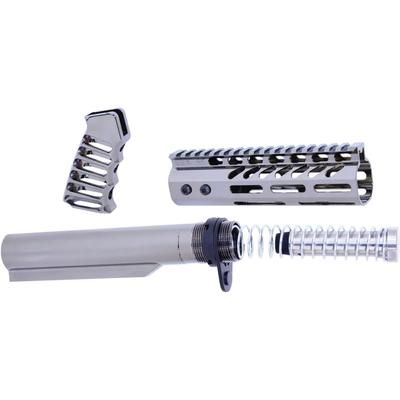 Guntec USA AR-15 Pistol Furniture Set With Miltube Black Chrome AR-PISTOL-SET-MIL-BC