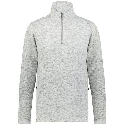 Holloway 223740 Women's Alpine Sweater Fleece 1/4 Zip Pullover in Silver Heather size Medium | Polyester
