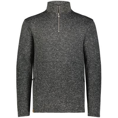 Holloway 223540 Alpine Sweater Fleece 1/4 Zip Pullover in Black Heather size Medium | Polyester