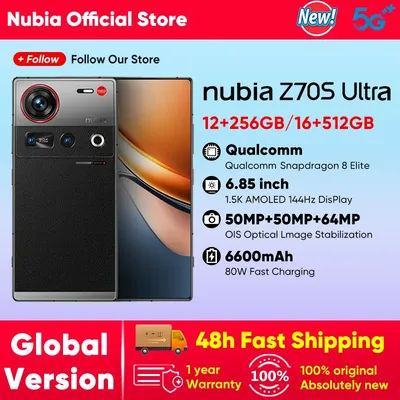 Nubia Z70S Ultra Global Version Snapdragon 8 Elite 6.85’’ 1.5K 144Hz AMOLED 64MP 6600mAh 80W Nebula AIOS 1.5 based on Android 15