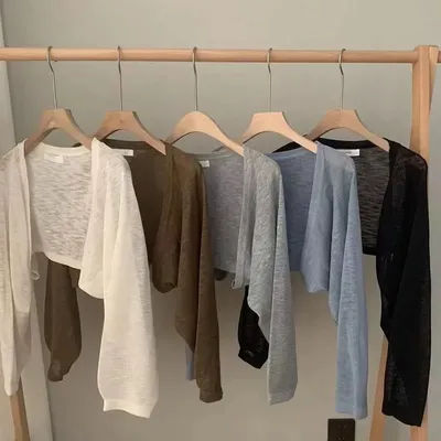 Jupe d'été fine à bretelles pour femmes, courte, tricotée en soie glacée, Cardigan de Protection solaire, veste en gaze superposée, couverture climatisée