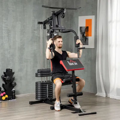 HOMCOM Multi Gym with Weights, Multifunction Home Gym Machine with 66kg Weight Stack for Full Body Workout and Strength Training