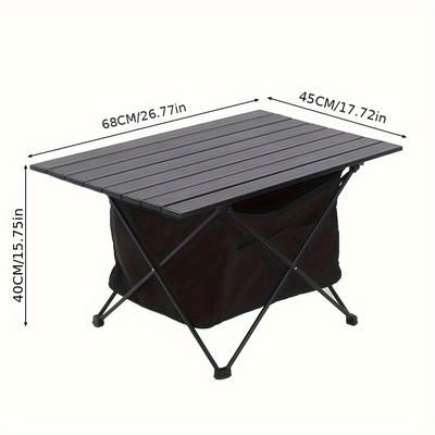 TEMU Black Folding Outdoor Table Camping Table Portable Bbq Picnic Foldable Table Aluminium Frame With Storage