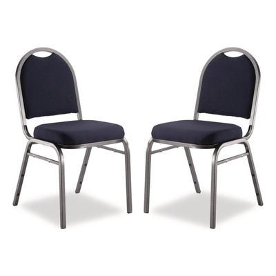 NPS 9200 Series Premium Upholstered Stack Chair, Fabric, Supports 500 lb, 19" Seat Ht, Midnight Blue Seat/Back, Silver Base, 2/PK (NPS9254SV2)