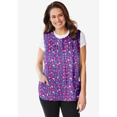 Plus Size Women's Snap-Front Apron by Only Necessities in Fresh Violet Foliage (Size 38/40)