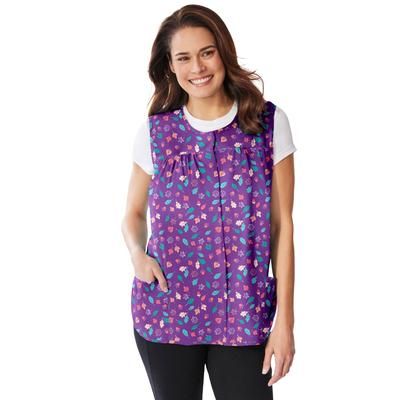 Plus Size Women's Snap-Front Apron by Only Necessities in Fresh Violet Foliage (Size 38/40)