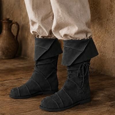 Medievale Rinascimento Scarpe Stivali al ginocchio Stivali jazz piatti Costume Per uomo Celtico Costumi da pirata Halloween Mascherata Performance LARP Fiera Rinascimentale Adulti Scarpe