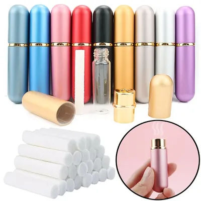 5pcs/set Aluminum Inhaler Stick Blank Nasal Inhaler Tube with Cotton Wicks Portable Empty Nasal Inhaler for Essential Oil
