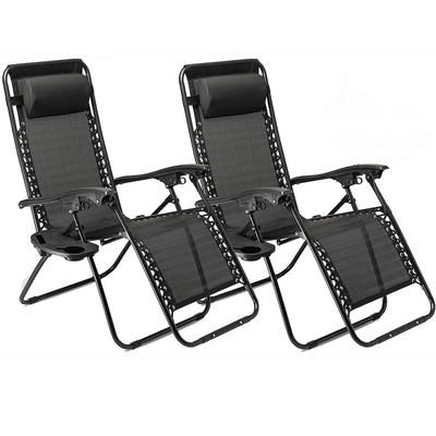 TEMU 2 Gravity Reclining Garden Chair Sun Beach Lounger Recliner Outdoor Black, Folding Lounge Chairs Sunbathing