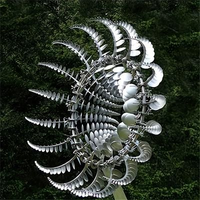 TEMU 1pc Kinetic 3d Wind Sculpture - Metal Leaf Design, No Electricity Needed, Garden Yard Art Decor, Outdoor Windmill For Yards And Gardens, Large Windmill For Outdoor Garde