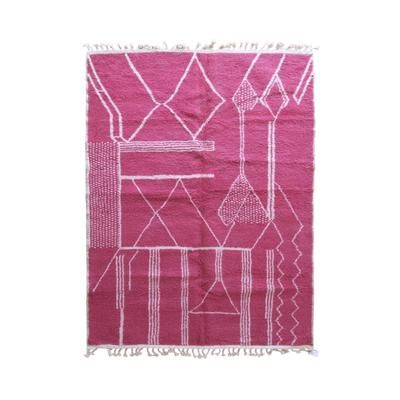 Tappeto berbero marocchino moderno in lana rosa 184 x 253 cm